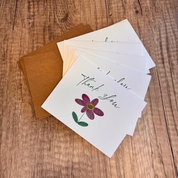 Blank Cards Flower Pink Thank You Notes Gift Idea for Friend 6 w/envelopes - Picture 3 of 6